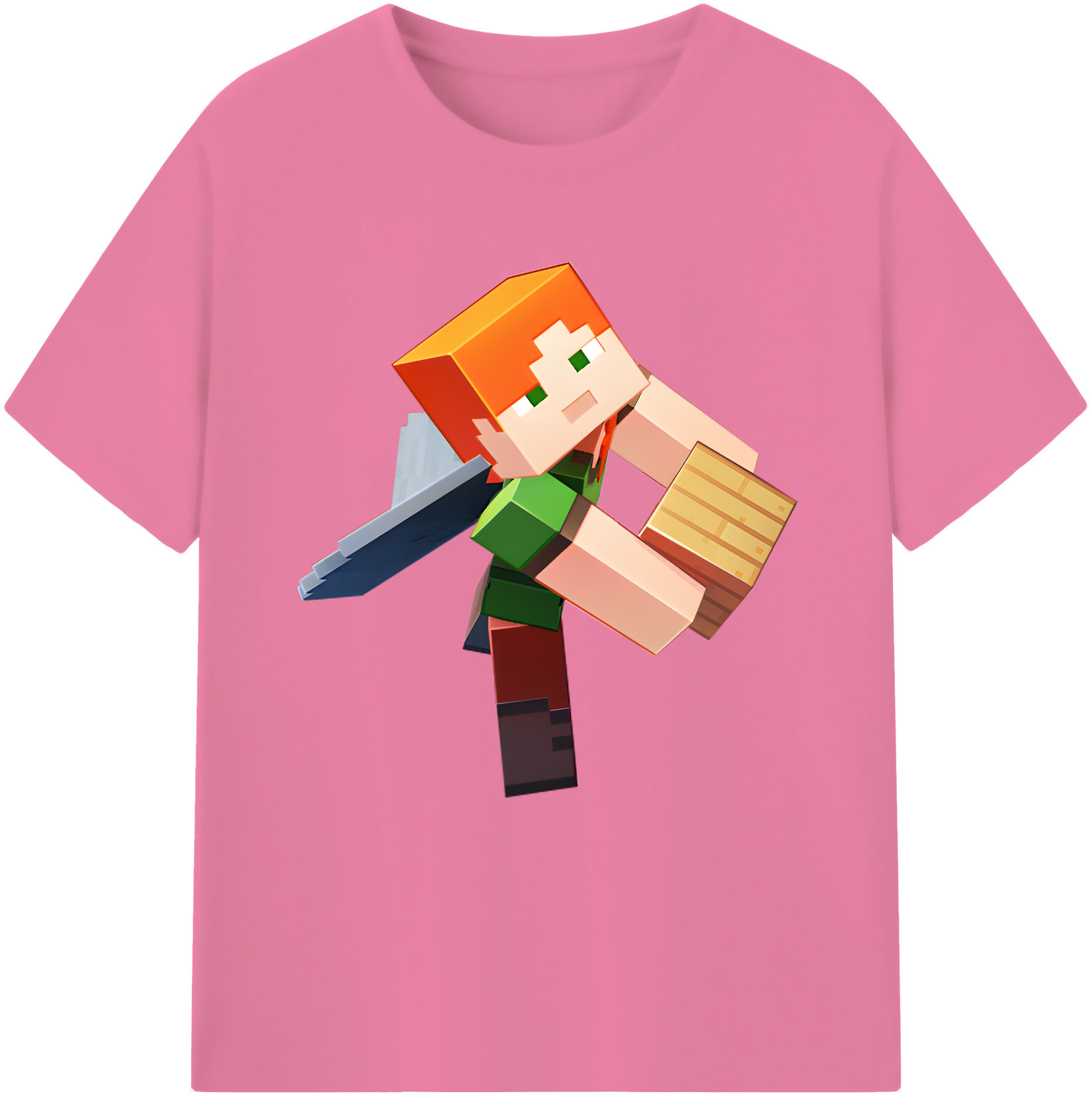 （画像用） マインクラフト ブロックの世界 Minecraft MC Block world 綿100％半袖Tシャツ（フロントプリント）
